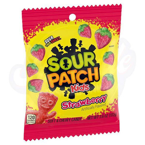 Sour Patch Kids Strawberry Peg Bag 3.6oz/102g - Pack of 12 - Stateside Distribution