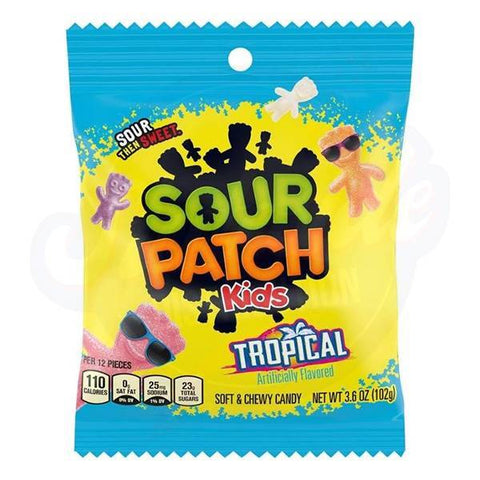 Sour Patch Kids Tropical Peg Bag 3.6oz/102g - Pack of 12 - Stateside Distribution