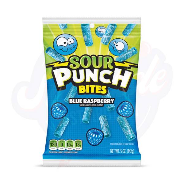 Sour Punch Bites Blue Raspberry 5oz/142g - Pack of 12 - Stateside Distribution
