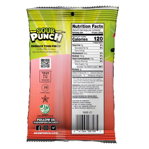 Sour Punch Bites Rad Reds 5oz/142g - Pack of 12 - Stateside Distribution