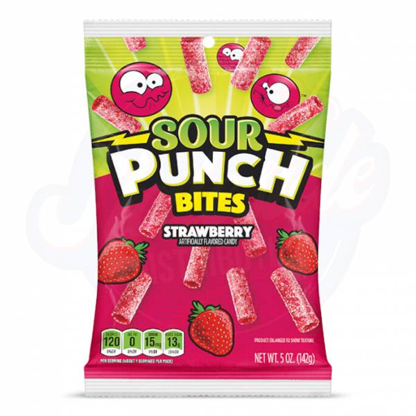 Sour Punch Bites Strawberry 5oz/142g - Pack of 12 - Stateside Distribution