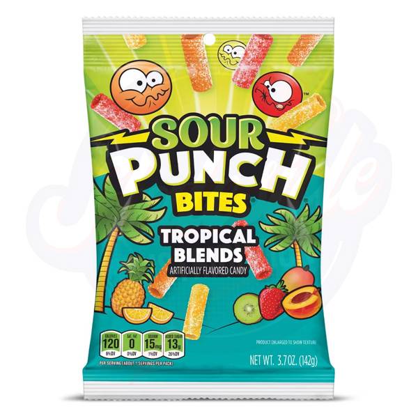 Sour Punch Bites Tropical 5oz/142g - Pack of 12 - Stateside Distribution