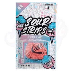 Sour Strips Cotton Candy 3.4oz/96g - Pack of 12 - Stateside Distribution