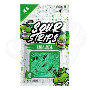 Sour Strips Green Apple 3.4oz/96g - Pack of 12 - Stateside Distribution