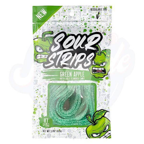 Sour Strips Green Apple 3.4oz/96g - Pack of 12 - Stateside Distribution