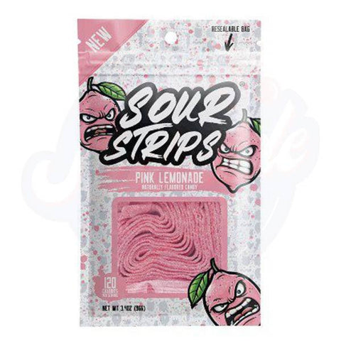 Sour Strips Pink Lemonade 3.4oz/96g - Pack of 12 - Stateside Distribution