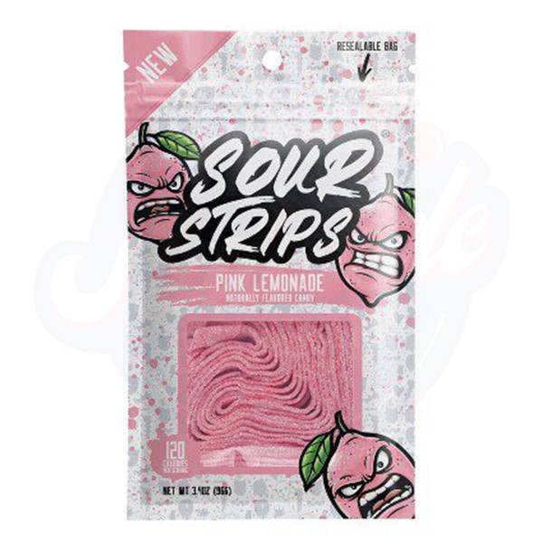 Sour Strips Pink Lemonade 3.4oz/96g - Pack of 12 - Stateside Distribution