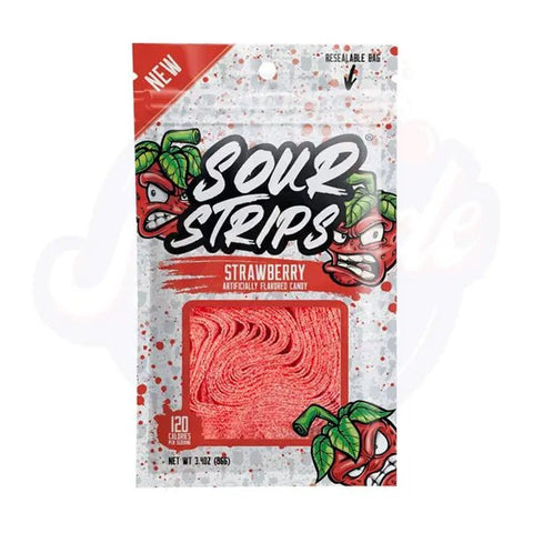Sour Strips Strawberry 3.4oz/96g - Pack of 12 - Stateside Distribution