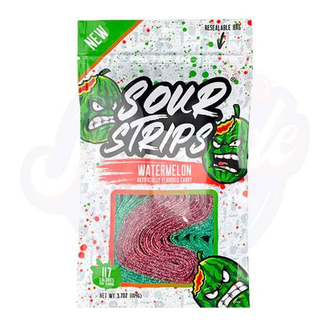 Sour Strips Watermelon Candy 3.4oz/96g - Pack of 12 - Stateside Distribution