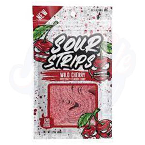 Sour Strips Wild Cherry 3.4oz/96g - Pack of 12 - Stateside Distribution