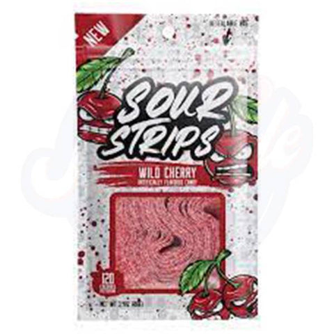 Sour Strips Wild Cherry 3.4oz/96g – Pack of 12 - Stateside Distribution