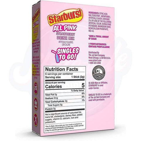 Starburst All Pink Strawberry Drink Mix Singles To Go Powder 0.43oz/12.2g - Pack of 12 - Stateside Distribution