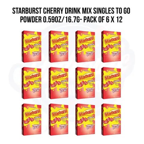 Starburst Cherry Drink Mix Singles To Go Powder 0.59oz/16.7g - Pack of 12 - Stateside Distribution