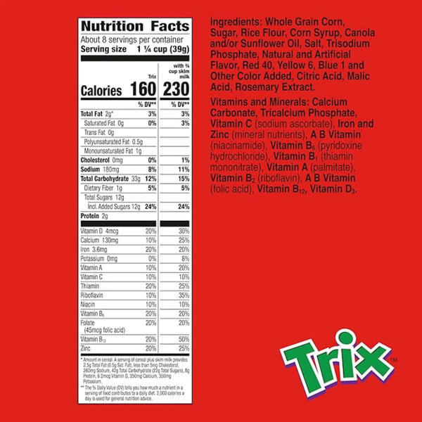 Trix Cereal 10.7oz/303g - Pack of 12 - Stateside Distribution