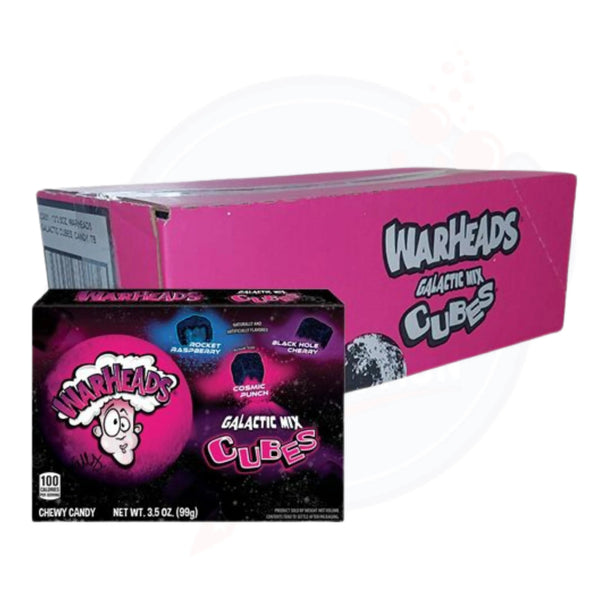 Warheads Galactic Mix Cubes Theatre Box 3.5oz/99g - Pack of 12 - Stateside Distribution