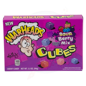 Warheads Sour Berry Mix Cubes Theatre Box 3.5oz/99g - Pack of 12 - Stateside Distribution
