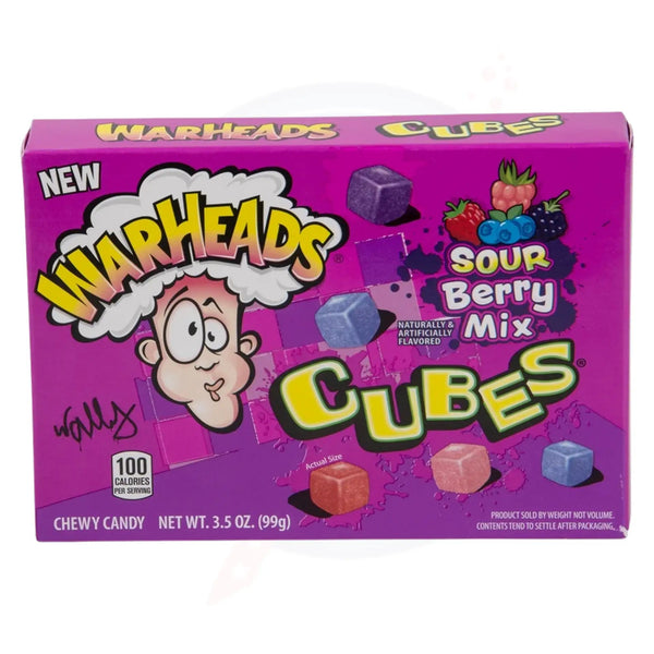 Warheads Sour Berry Mix Cubes Theatre Box 3.5oz/99g - Pack of 12 - Stateside Distribution