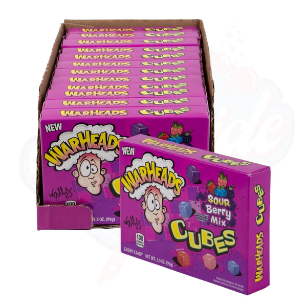 Warheads Sour Berry Mix Cubes Theatre Box 3.5oz/99g - Pack of 12 - Stateside Distribution