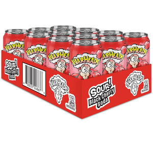 Warheads Sour Black Cherry Soda 330ml - Pack of 12 - Stateside Distribution