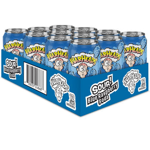 Warheads Sour Blue Raspberry Soda 330ml - Pack of 12 - Stateside Distribution