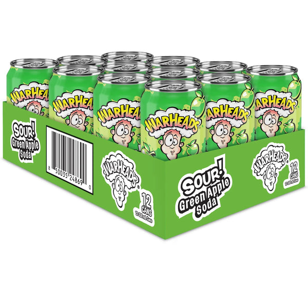 Warheads Sour Green Apple Soda 330ml - Pack of 12 - Stateside Distribution