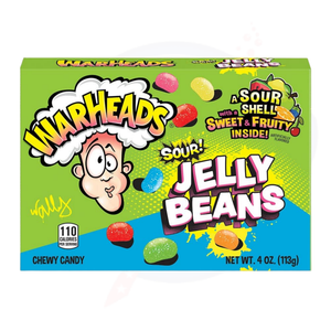 Warheads Sour Jelly Beans Theatre Box 4oz/113g - Pack of 12 - Stateside Distribution